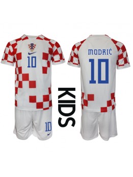Kroatien Luka Modric #10 Replika Hemmakläder Barn VM 2022 Kortärmad (+ byxor)